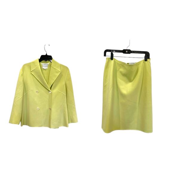 Celine Dresses & Skirts - Celine Finition Main Citron Green Blazer Skirt Wool Blend Suit Set Sz 42 France